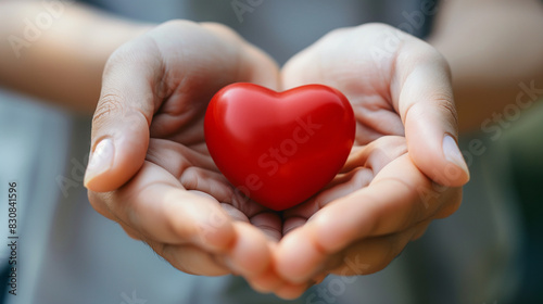 Spender aus einer Minderheitsgruppe sein Welttag am 01. August Herzen in einer Hand aus beiden Händen geöffnet Liebe schenken Generative AI