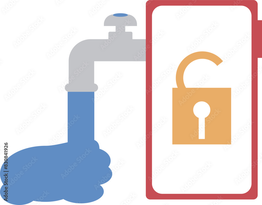 Obraz premium スマートフォンから情報漏洩しているイメージアイコン素材