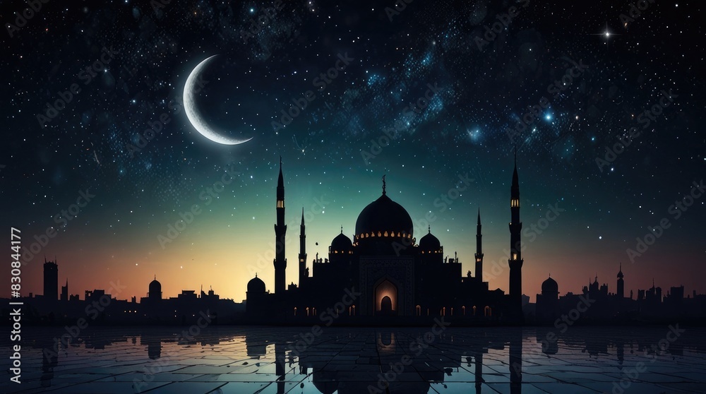 Starry Night over Islamic Cityscape Starry Night over Islamic Cityscape