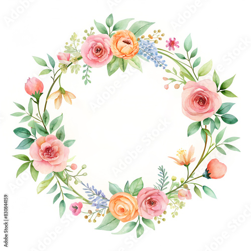 Watercolor mockup floral shop logo. White background