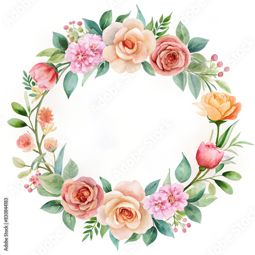 Watercolor mockup floral shop logo. White background