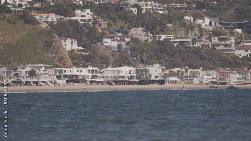 View Of The Pacific Ocean And Malibu Villa Beach Access - Wide Shot View Of The Pacific Ocean And Malibu Villa Beach Access - Wide Shot