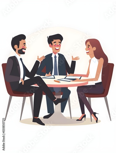 Happy businessmen and businesswomen discussing in office meeting 