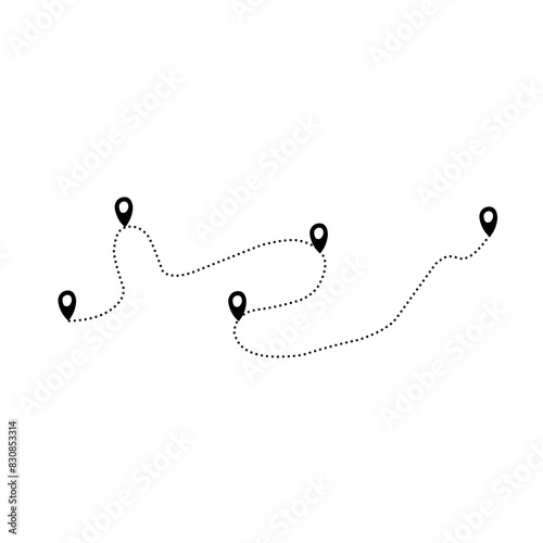 travel route line icon with dotted line