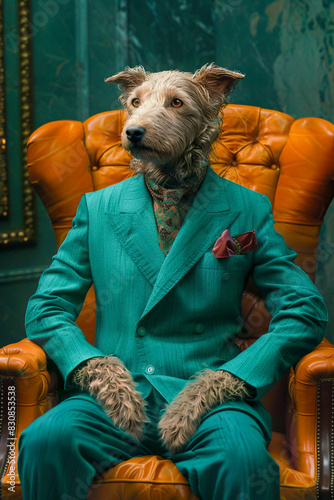 Fashionably dressed anthropomorphic dog, Generative AI