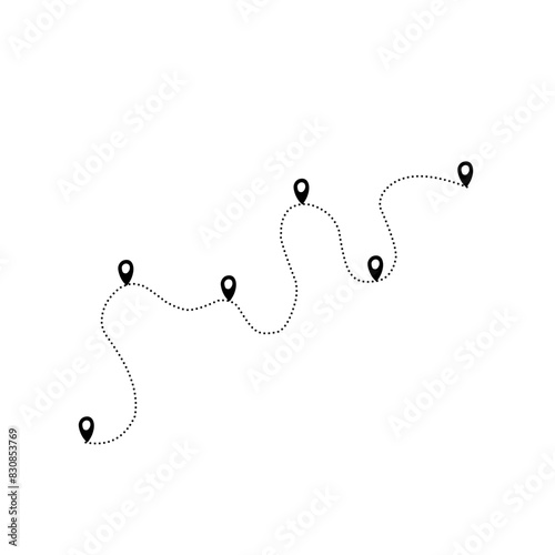 travel route line icon with dotted line
