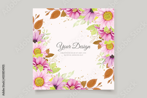 romantic hand drawn floral wedding card