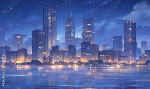 Anime background cel of a Beautiful landscape cinematic scenery photo