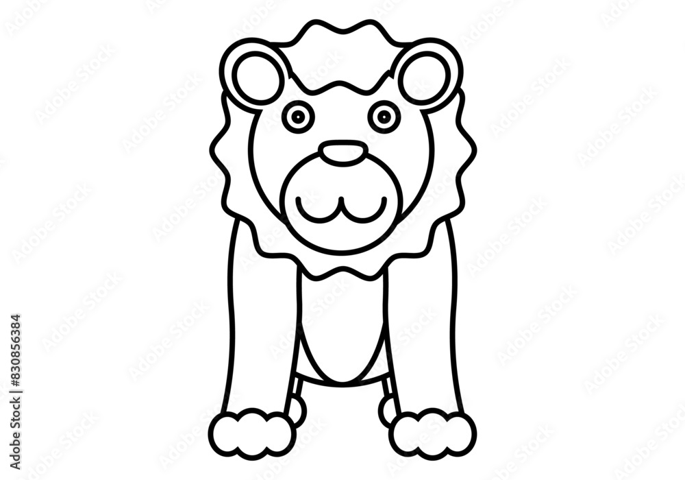 Obraz premium Icono negro de le√≥n en fondo blanco.