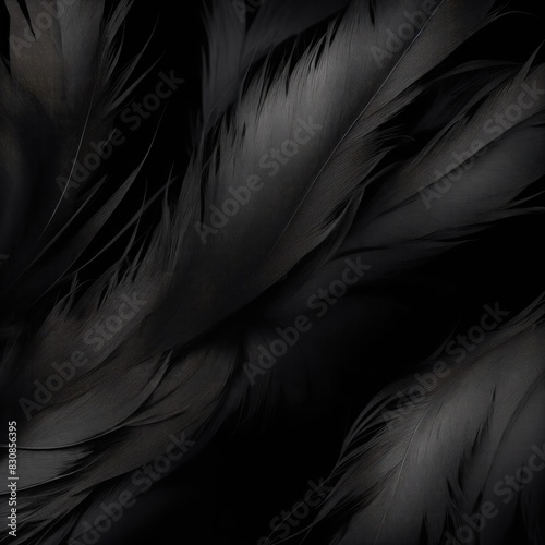 Stylish Black Soft Feathers Background