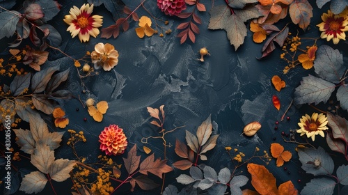 Dark background featuring autumn flowers