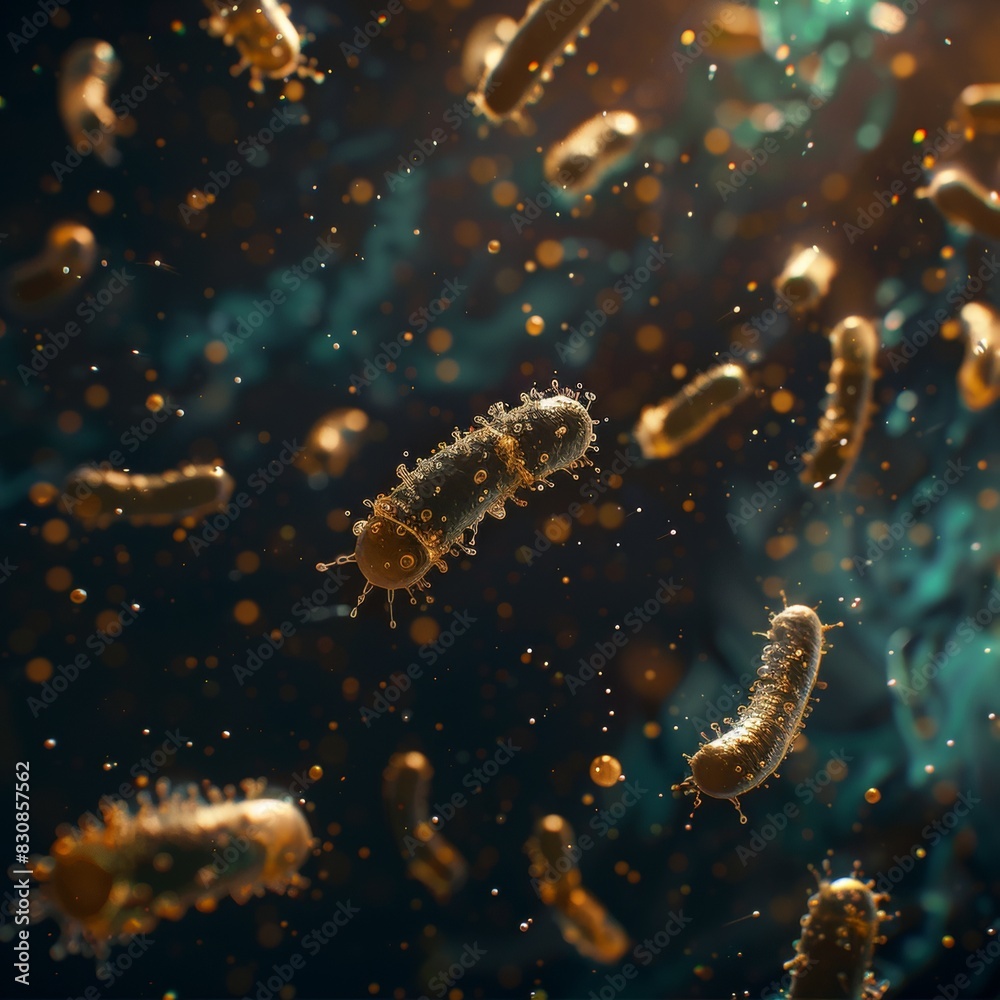 rod bacteria floating around in empty matter, blurry backround, realistic design rod bacteria floating around in empty matter, blurry backround, realistic design