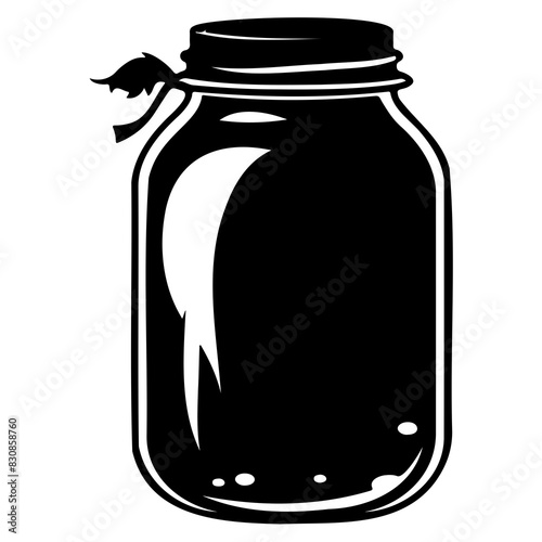 Minimalistic black and white icon of a mason jar, suitable for storage and preservation themes.
