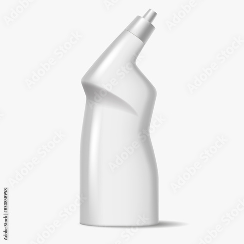 Toilet bowl cleaner bottle with design template realistic vector illustration. Restroom hygiene detergent container 3d object on white background