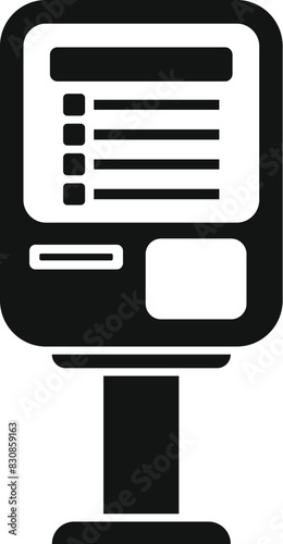 Vector illustration of a parking meter icon, isolated on a white background, simple silhouette design