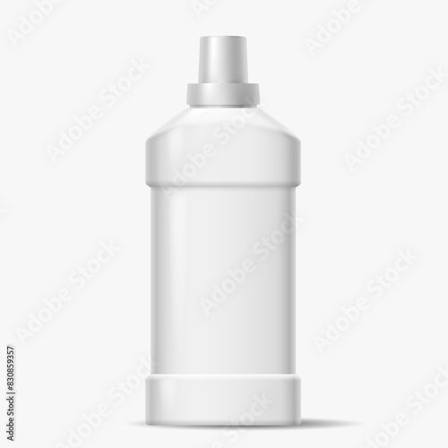Blank bottle of detergent with cap realistic vector illustration. Washing conditioner container with copy space 3d object on white background