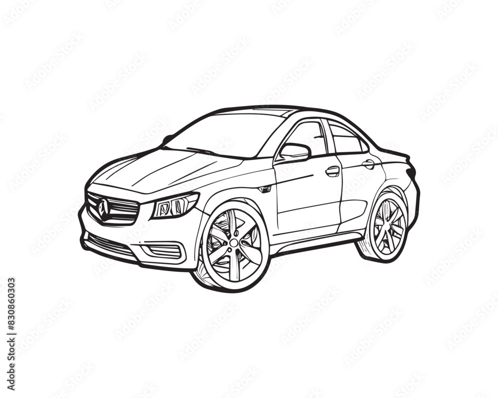 Car Automobile Design Vector Line Art Illustration Car Automobile Design Vector Line Art Illustration
