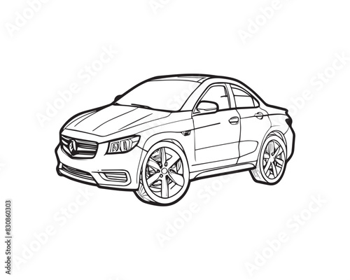 Car Automobile Design Vector Line Art Illustration
