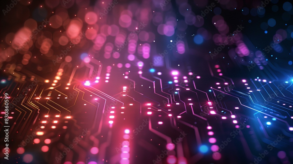 Futuristic Circuit Board with Colorful Lights Futuristic Circuit Board with Colorful Lights