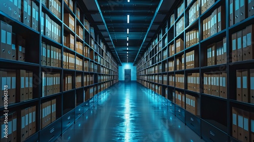 Aisle of Organized Document Shelves