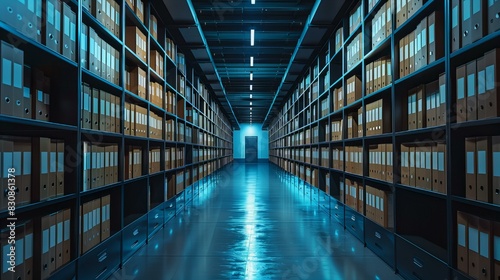 Aisle of Organized Document Shelves photo