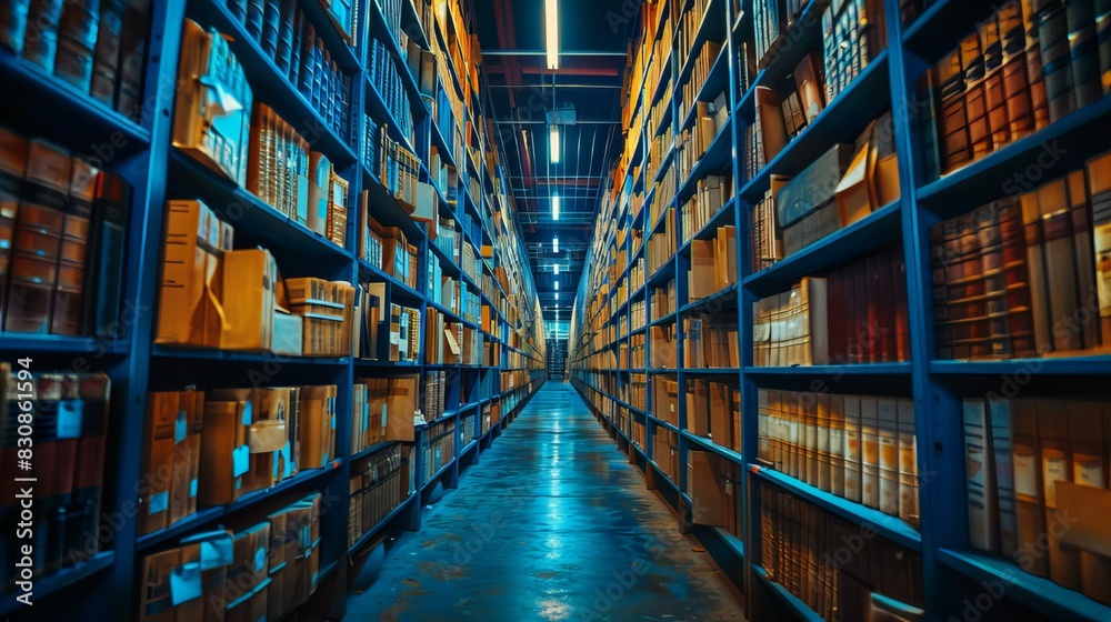 Fototapeta premium Library Bookshelves Perspective