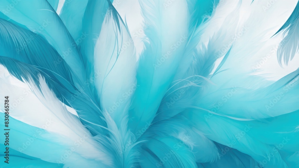 Obraz premium Stylish Cyan Soft Feathers Background