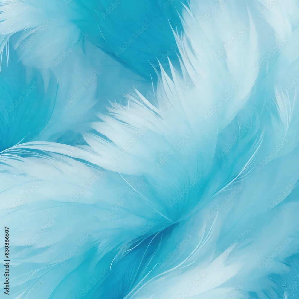 Obraz premium Stylish Cyan Soft Feathers Background