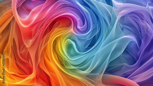 A composition of swirling rainbow colors in an abstact background