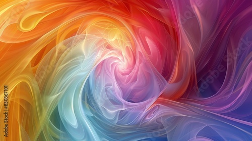 A composition of swirling rainbow colors in an abstact background
