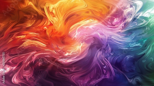 A composition of swirling rainbow colors in an abstact background