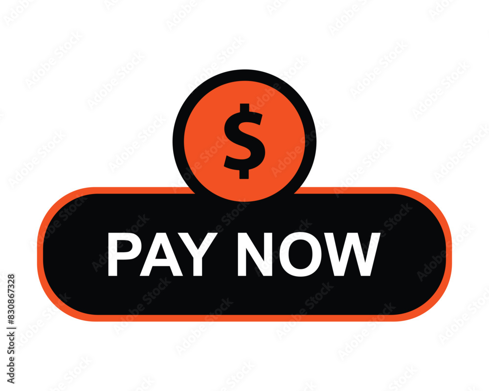 Pay now button icon vector commercial illustration isolated on white background. Pay now button icon vector commercial illustration isolated on white background.
