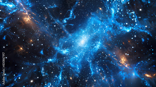 blue nebula space galaxy background with stars