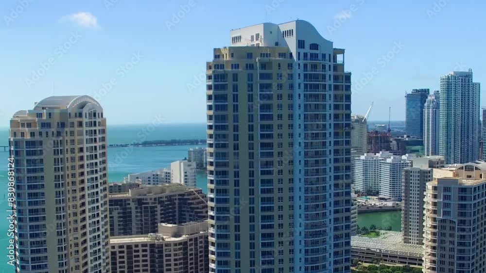 Aerial view of Downtown Miami skyscrapers on a sunny day, Florida Aerial view of Downtown Miami skyscrapers on a sunny day, Florida