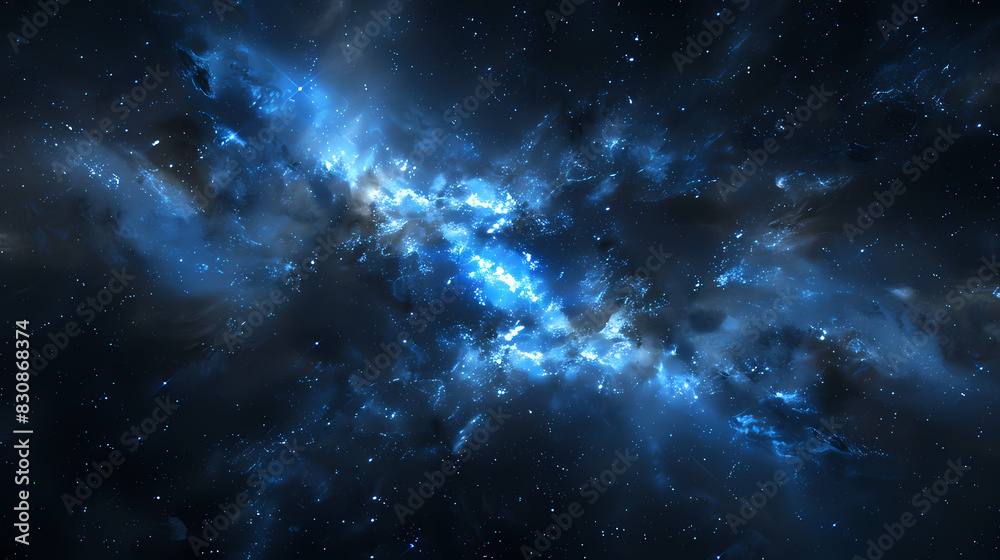 blue nebula space galaxy background with stars