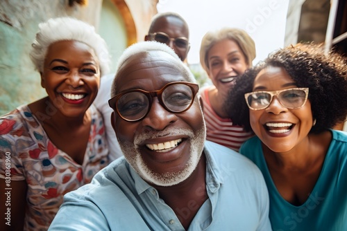 Portrait of happy african american family taking a selfie, lifestyle concept photo