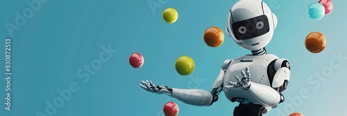 Playful Technological Robot Juggling Colorful Spheres in Dynamic Motion