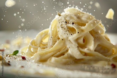 Michelin starred and Italian Fettucini Alfredo premium  at fine dining restaurant, cinematic food photography