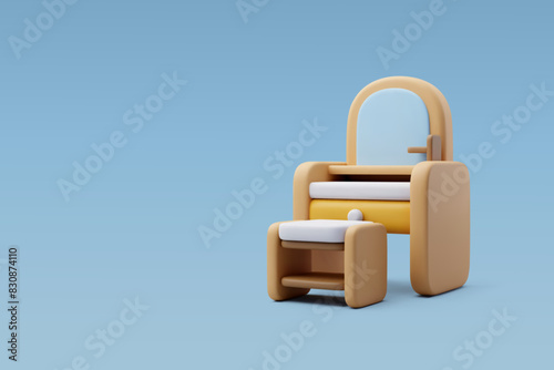 3d Vector Dressing table, Console mirror, Home furniture concept.
