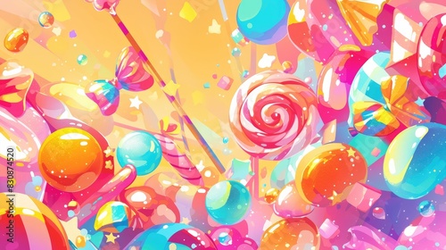 Illustration of a Candy Background with Vibrant 2ds Perfect for a Sweet Party photo