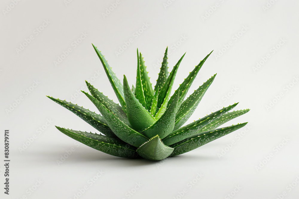  a vibrant aloe vera plant with detailed texture, isolated on a clean, white background