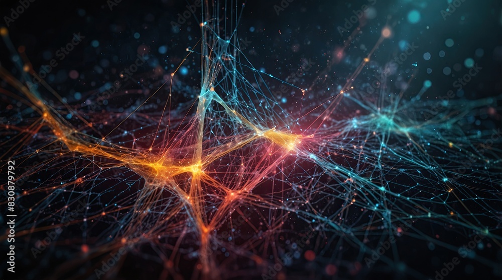 Colorful abstract background with layered digital circuits and data pathways Colorful abstract background with layered digital circuits and data pathways