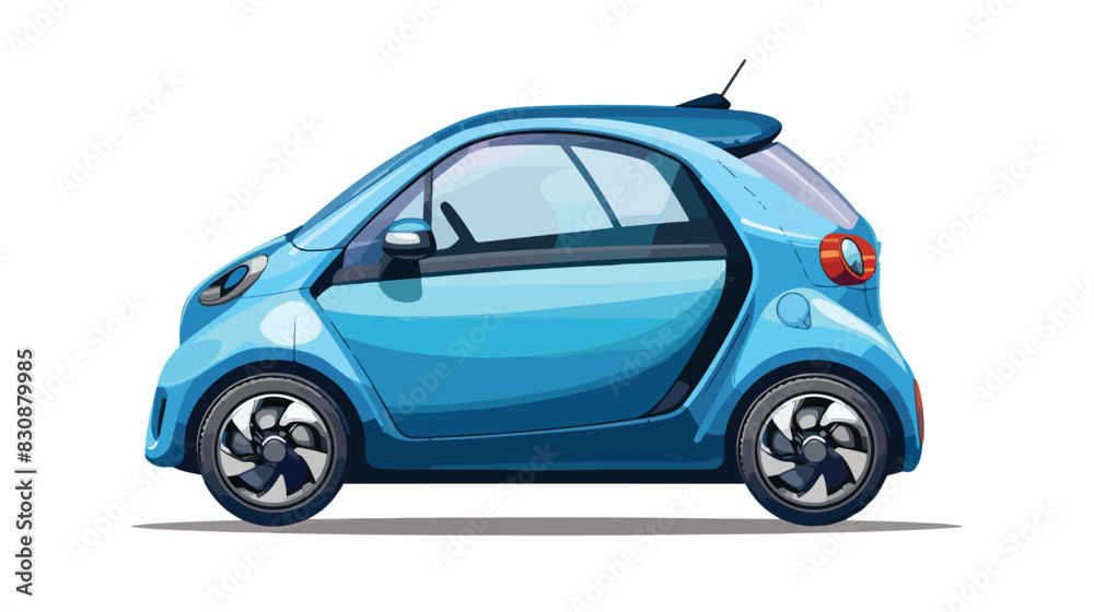 Design of small blue city car isolated on white background