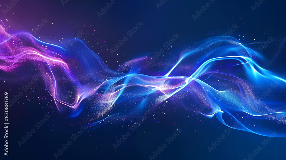 Abstract blue and purple waves on dark background for modern design ...