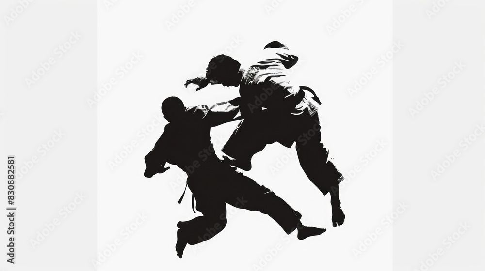 Black and white photo of two men engaged in a physical fight. Suitable for illustrating conflict or aggression themes Black and white photo of two men engaged in a physical fight. Suitable for illustrating conflict or aggression themes