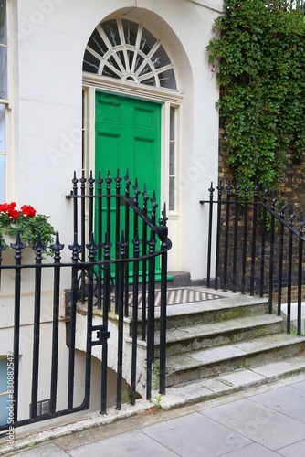Green door in Bloomsbury, London West End