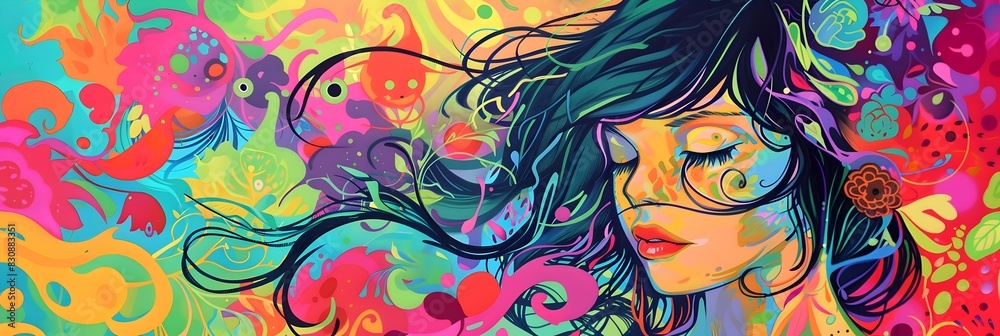 Captivating Ethereal Portrait of a Mystical Feminine Figure in a Vibrant Surreal Landscape Captivating Ethereal Portrait of a Mystical Feminine Figure in a Vibrant Surreal Landscape