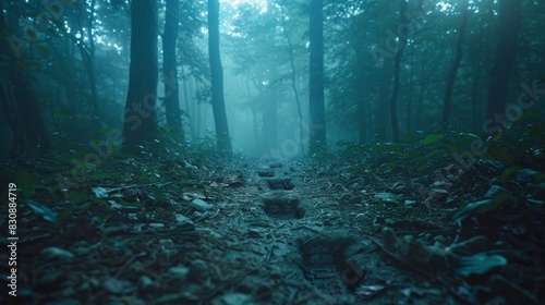 Wallpaper Mural A forest with foggy mist and a path leading through it Torontodigital.ca