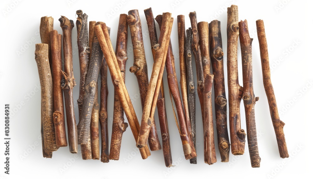 Cinnamon sticks on white background , generated with AI Cinnamon sticks on white background , generated with AI