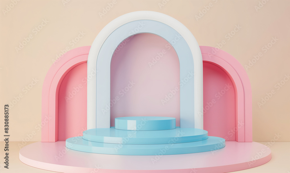 Podium abstract with pastel arches Podium abstract with pastel arches